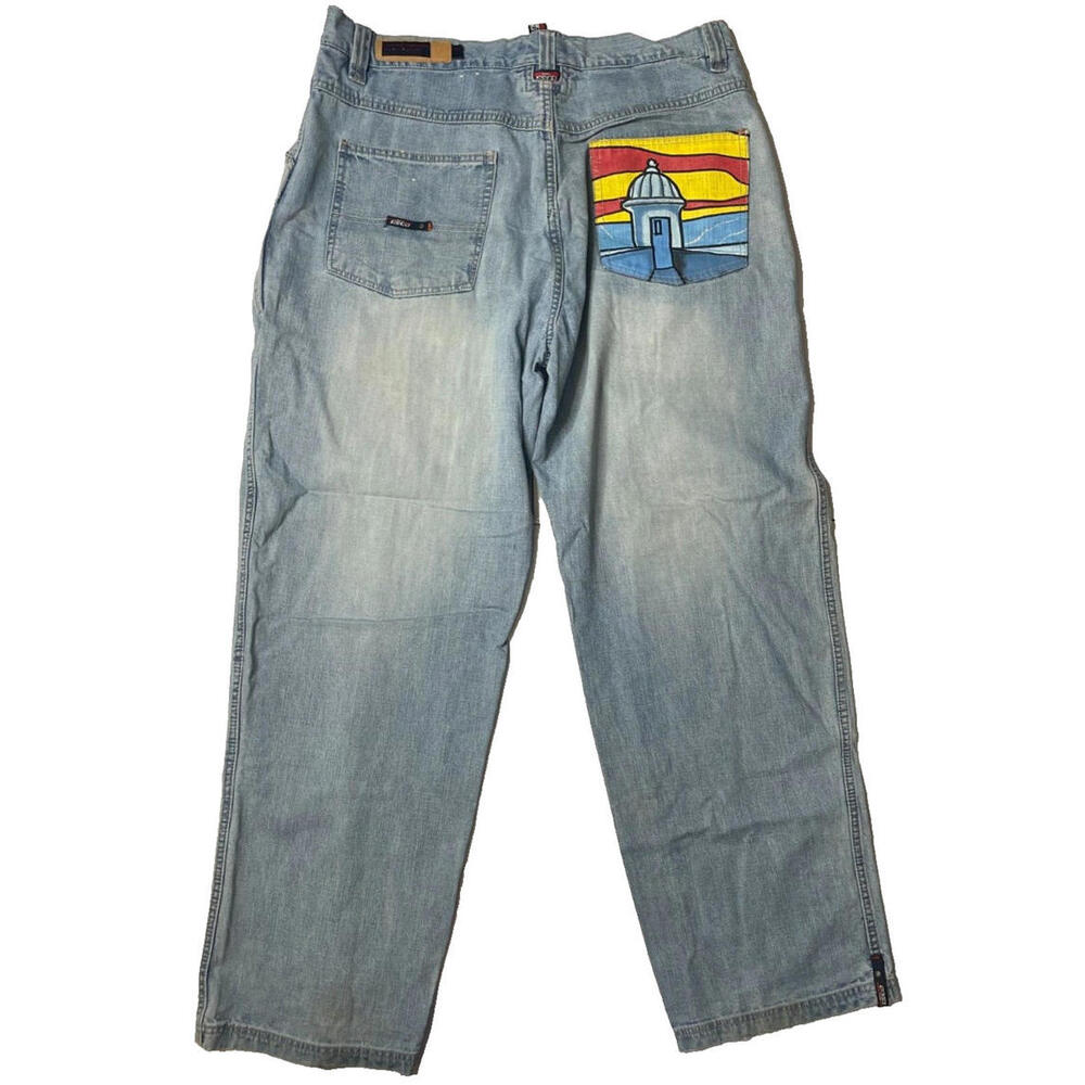 Vtg Duns Willie Esco Dungarees Mens 40 Relaxed Streetwear Jeans Rare Print Y2K - Picture 3 of 9